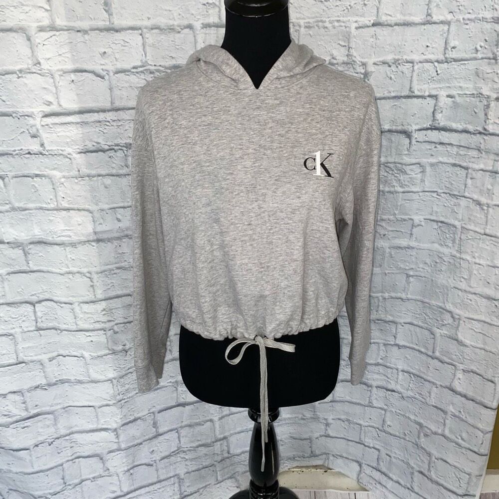 CK One by Calvin Klein crop hoodie sleepwear w/drawstring tie Sz S